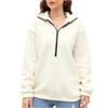 Women's Fashion Casual Versatile Loose Plush Top Half Zipper Pullover Long Sleeve Sweatshirt Sweatshirt