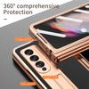 Plating Leather Case For Samsung Galaxy Z Fold 6 4 3 2 5 360 Full Protection Tempered Glass Kickstand Phone Cover