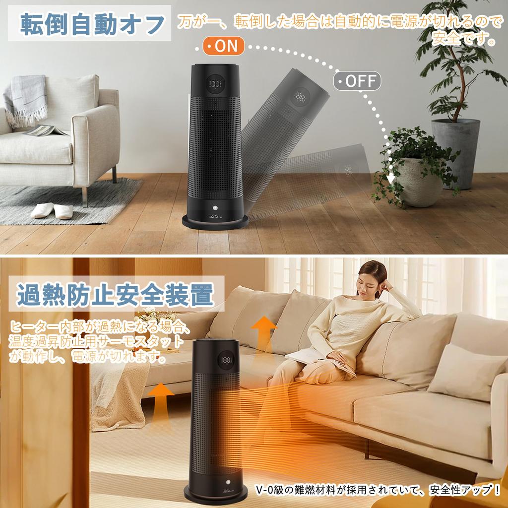 VECELO Ceramic Fast Foot ECO Intelligent Constant Power Saving Ceramic Fan Electric Electric Fan Human 3 Level Temperature Double Overheating