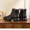 Thick And Warm Cotton Shoes Women's Winter Genuine Leather Anti Slip Low Heel Plush Short Boots