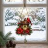 Acrylic Lantern Hanging Ornament Vintage Bird Flower Ornament, Stained Glass Seasonal Decor Squirrel Decor, Window Door Decoration with Bell