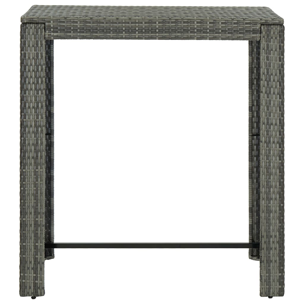 5 Piece Garden Bar Set with Armrests Grey Poly Rattan