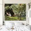 Rose Garden Pattern Oil Painting Style Hanging Cloth Home Wall Decoration Tapestry Bedroom Living Room Tapestry