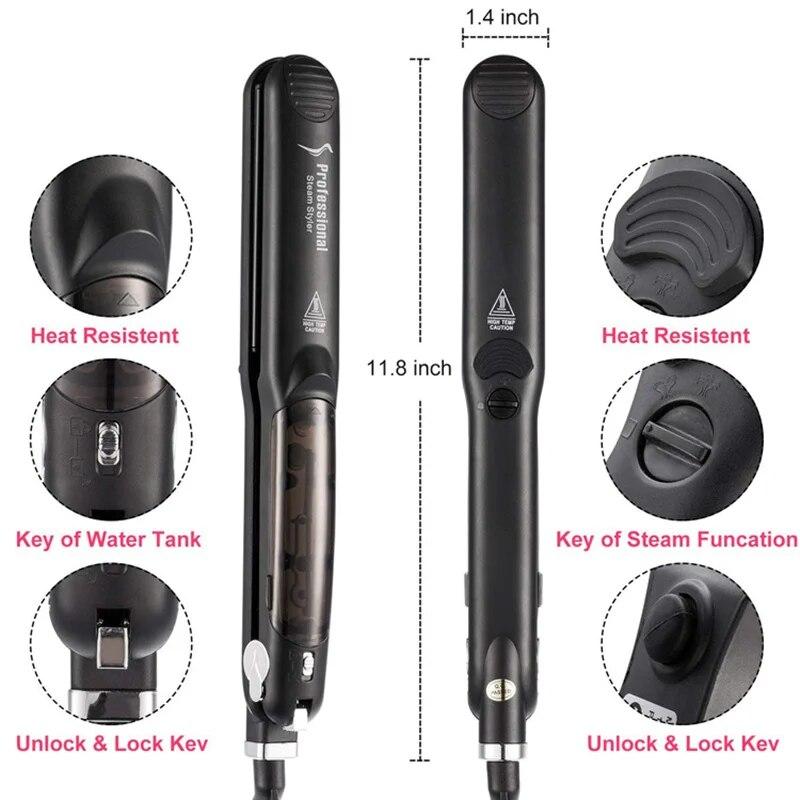 Керамический профессиональный паровой выпрямитель для волос, паровой утюжок для волос, утюжок для выпрямления волос, бигуди