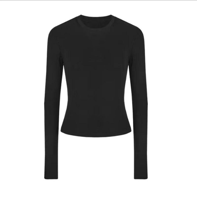 Women's Autumn Korean-Style Fitted Top: Versatile, Waist-Cinching Base Layer with Long Sleeves and Short Length.