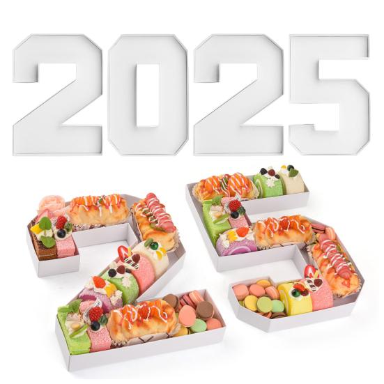 2025 Graduation Charcuterie Number Box 10" Fillable Cardboard Letter Tray Chocolate Candy Cake Box for Grad Party Supplies