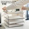 Desktop Stationery Storage Case Large Capacity Desk Organizer for Documents Files Letters A4 Paper Book Notes Mail, Compact File Tray Clear Stackable