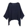 Women's Big Size Loose Cotton Linen Nine Sleeve Top T-Shirt