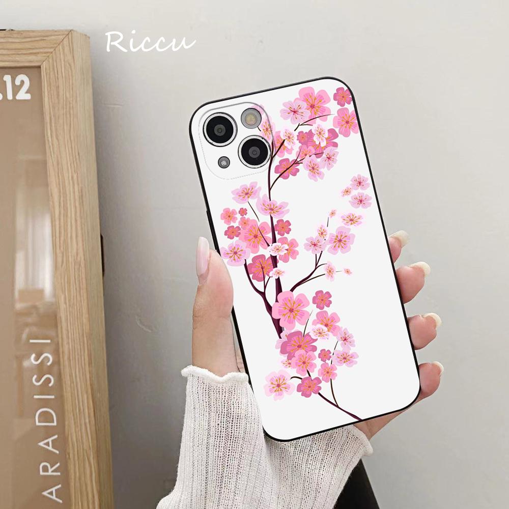 Розовый чехол для телефона с рисунком цветка сакуры для iPhone 14 11 12 Pro 8 7 Plus X Pro MAX 13 MINI XR XS SE 2020 Мягкие чехлы для телефонов с рисунком
