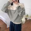 Autumn and Winter New Women's Clothing Simple, Fashionable and Gentle Striped Lapel Half-open Zipper Pullover Knitted Sweater Women