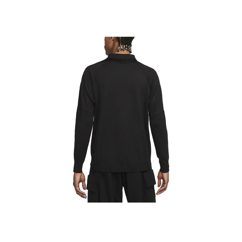 Nike Solid Color Pullover Long Sleeve Polo Men Tops Black DV7462-010
