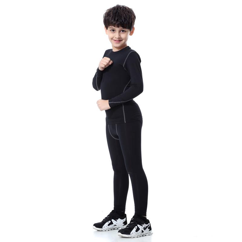 Kids' PRO Sports Fitness Gear: Boys' & Girls' Quick-Dry Running Sets with Long/Short Sleeve Shirts, Elastic Shorts, and Long Pants.