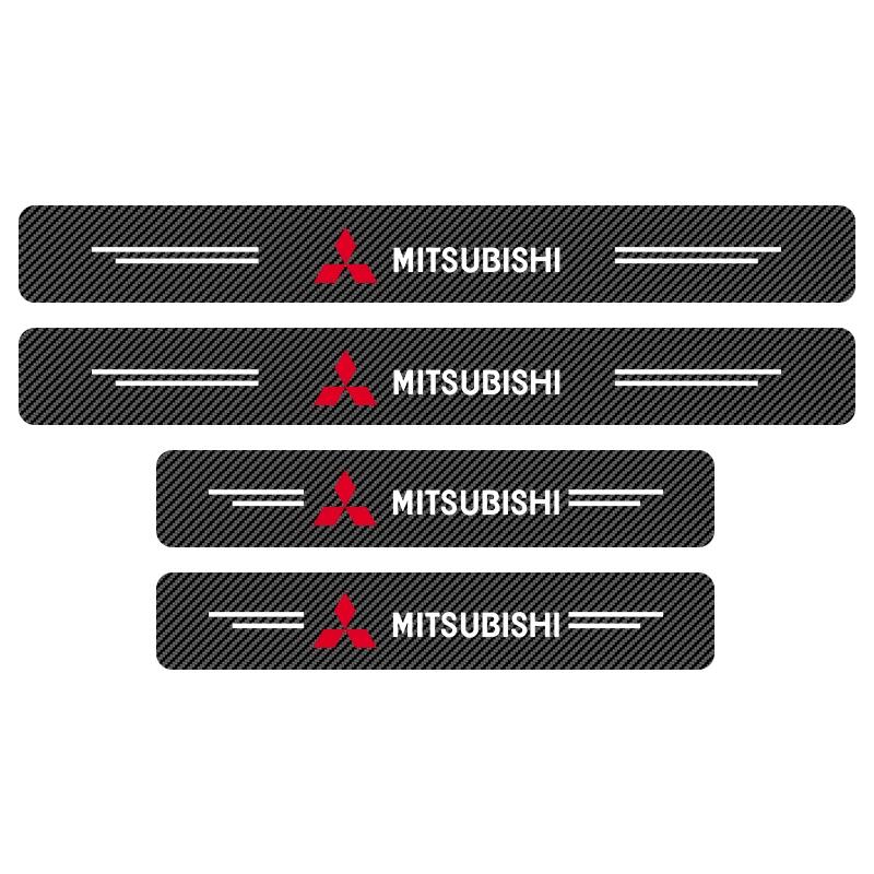 Car Door Plate Carbon Fiber Threshold Protector Sticker Decals Emblem For Mitsubishi Lancer ASX Mirage Pajero Xpander Attrage
