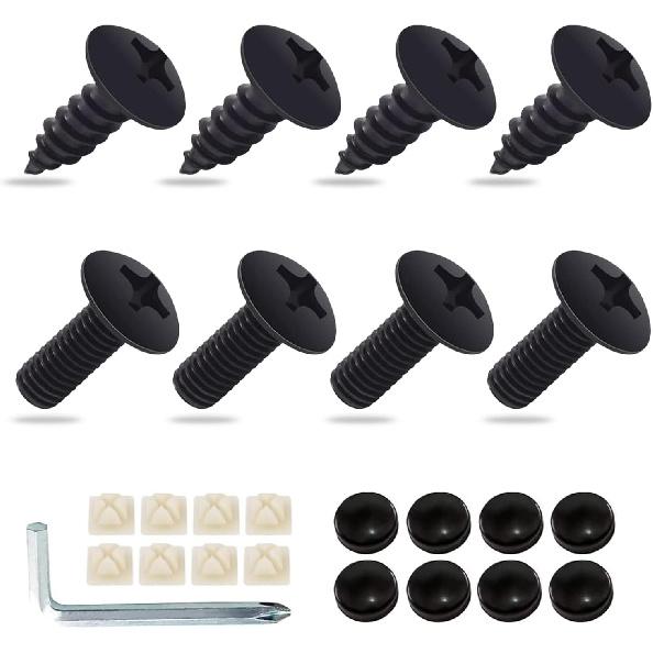 Set of 8 License Plate Screw, Stainless Steel License Plate Bolts Fasteners Kits, License Plate Frame Screws, for Fastening Car Tag Frame Holder,