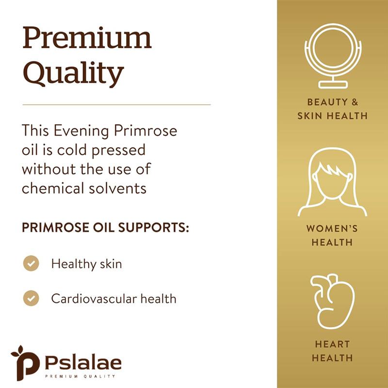 Pslalae Evening Primrose Oil 1,300 mg, 120 Softgels - Cold Pressed, Non-GMO, Women's Nutritional Holistic Health Support