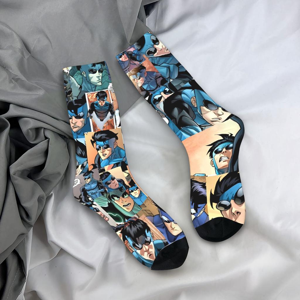 Взрослые Мужские Носки Аллен Инопланетянин Непобедимый Аниме Чулки Осень Смешные Теплые Мягкие Носки с Принтом Альпинистские Нескользящие Носки