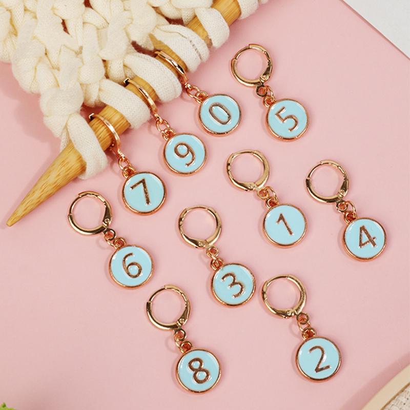 10PC/Set Alloy Enamel Numbered Knit Sewing Accessories Markers DIY Crafts With Removable Locking Clasp For Crochet and Knitting