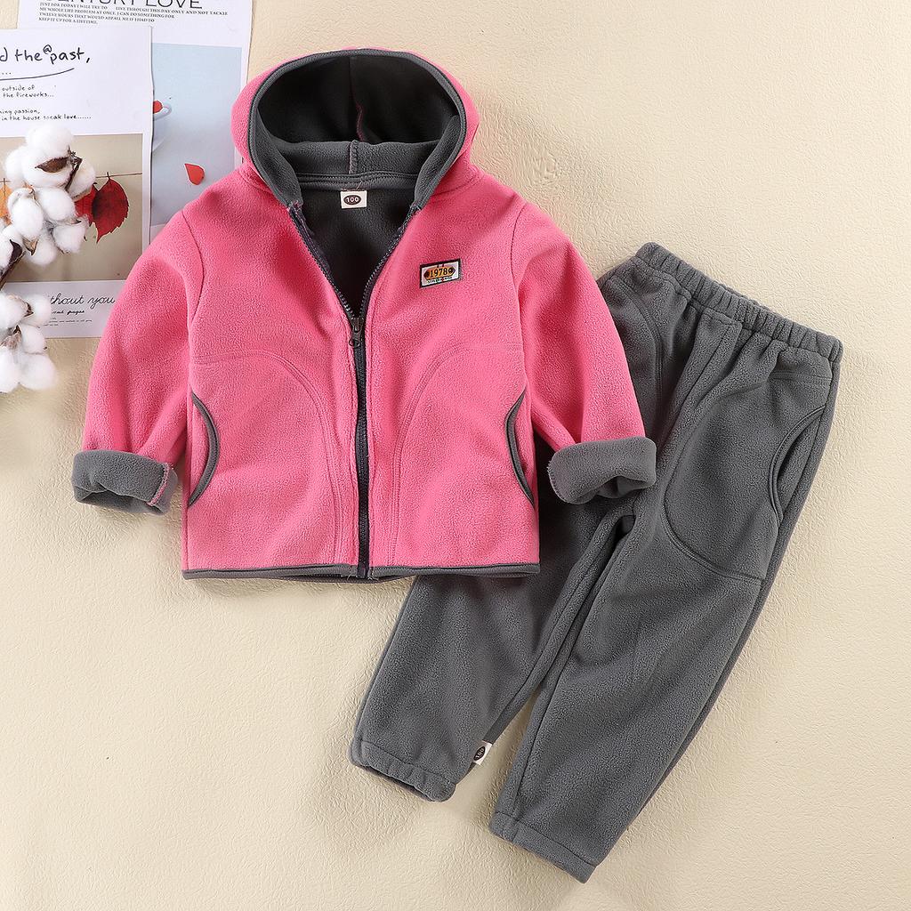 Winter Kids Girls Clothes Set Autumn Soft Polar Fleece Hoodies Jacket Coat + Pants Suits Boys Warm Children Teen 7 8 9 10 Years