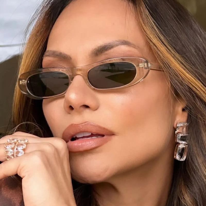 European American Fashion Sun Glasses for Woman Oval Shape Anti-glare Sunglasses Women New Stylish Decorative Sun Glass