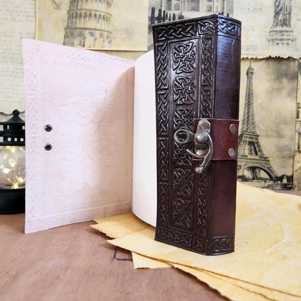 Кожаный журнал с тиснением розы, дневник молочных продуктов, блокнот для рисования с 200 страницами, C-замком, 7*5 дюймов, коричневый (Обычный журнал)