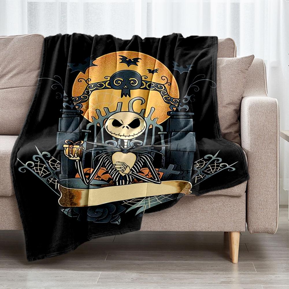 The Nightmare Before Christmas Theme Printed Blanket - Perfect for Couch, Bed, Travel & Outdoor Use | Machine Washable, Cozy & Durable.