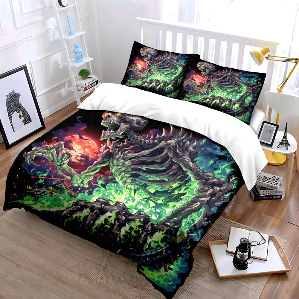 "Skull Monster Art Set Decor" Soft Skin-Friendly Bedding Set Includes 1 Duvet Cover And 2 Pillowcase, Gift