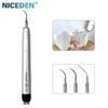 Dental Ultrasonic Air Scaler with 3 Tips Scaling Handpiece Frequency Pneumatic Scaler 2/4 Holes