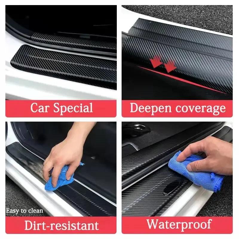 SJCJ6 Car Door Sill Threshold Protector Stickers for Skoda Superb Octavia Rapid Kodiaq Fabia Karoq Superb Kamiq Yeti Roomster Decal