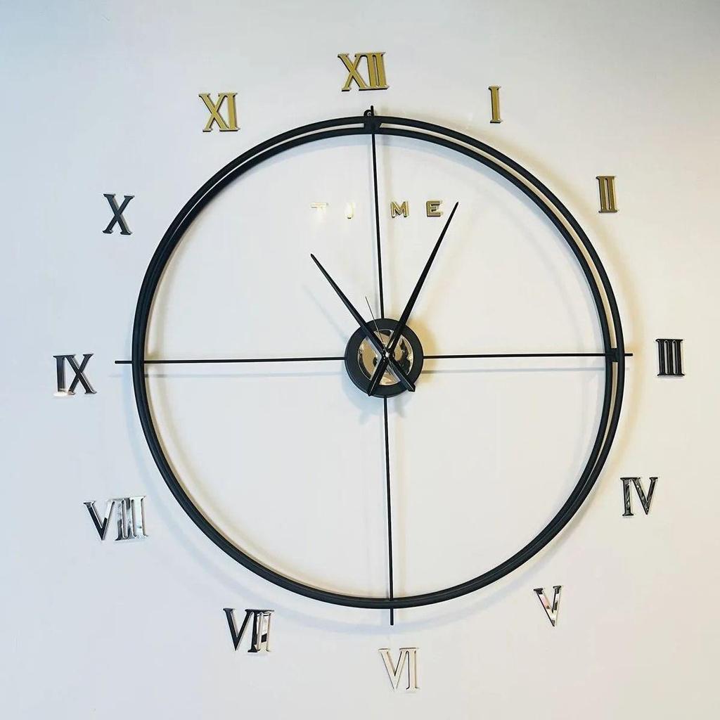 3D декоративные настенные часы с римскими цифрами в скандинавском стиле, металлические настенные часы 80 см, украшение для дома, офиса, гостиной, стены