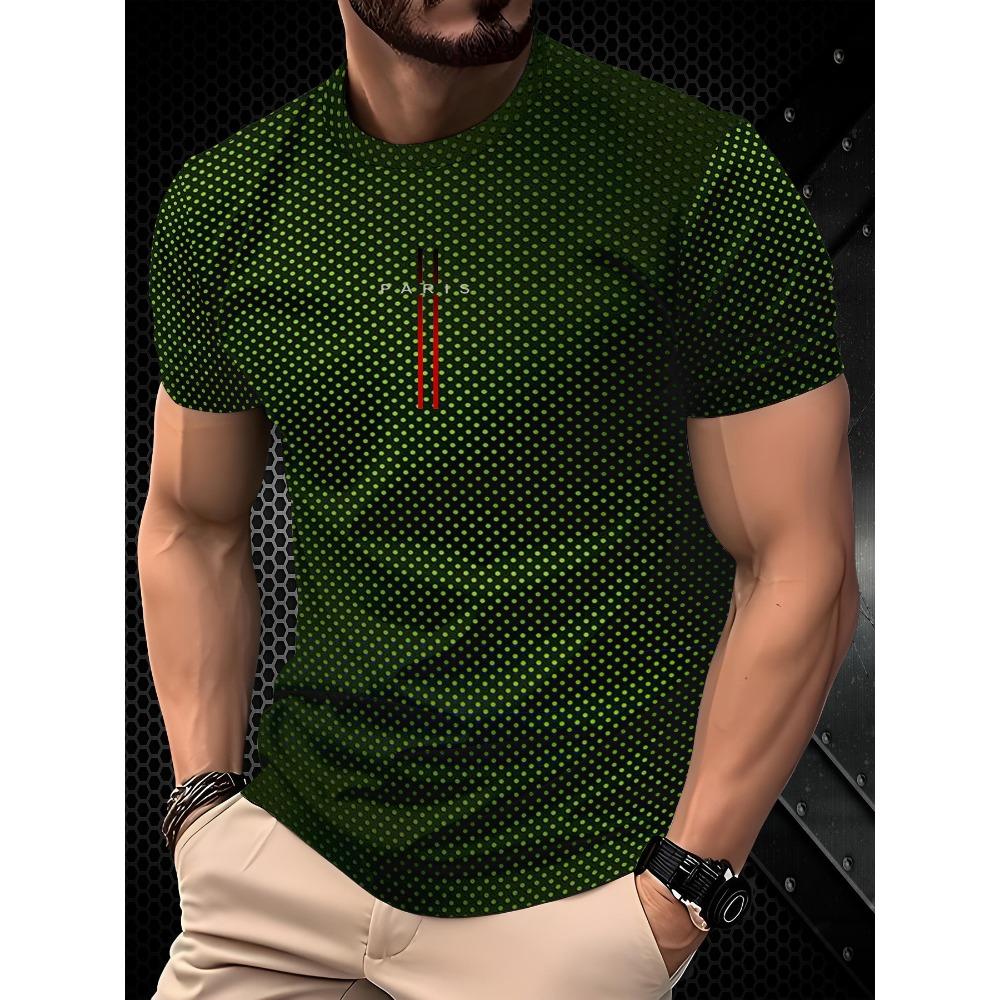 Men's New Casual Sport Round-neck T-shirt, 3D Printed Camouflage Stripe Pattern Short-sleeved, Men's Comfortable Pullover Top