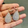 Shine Golden Color Teardrop Earrings Women Wedding Drop Earrings Jewelry