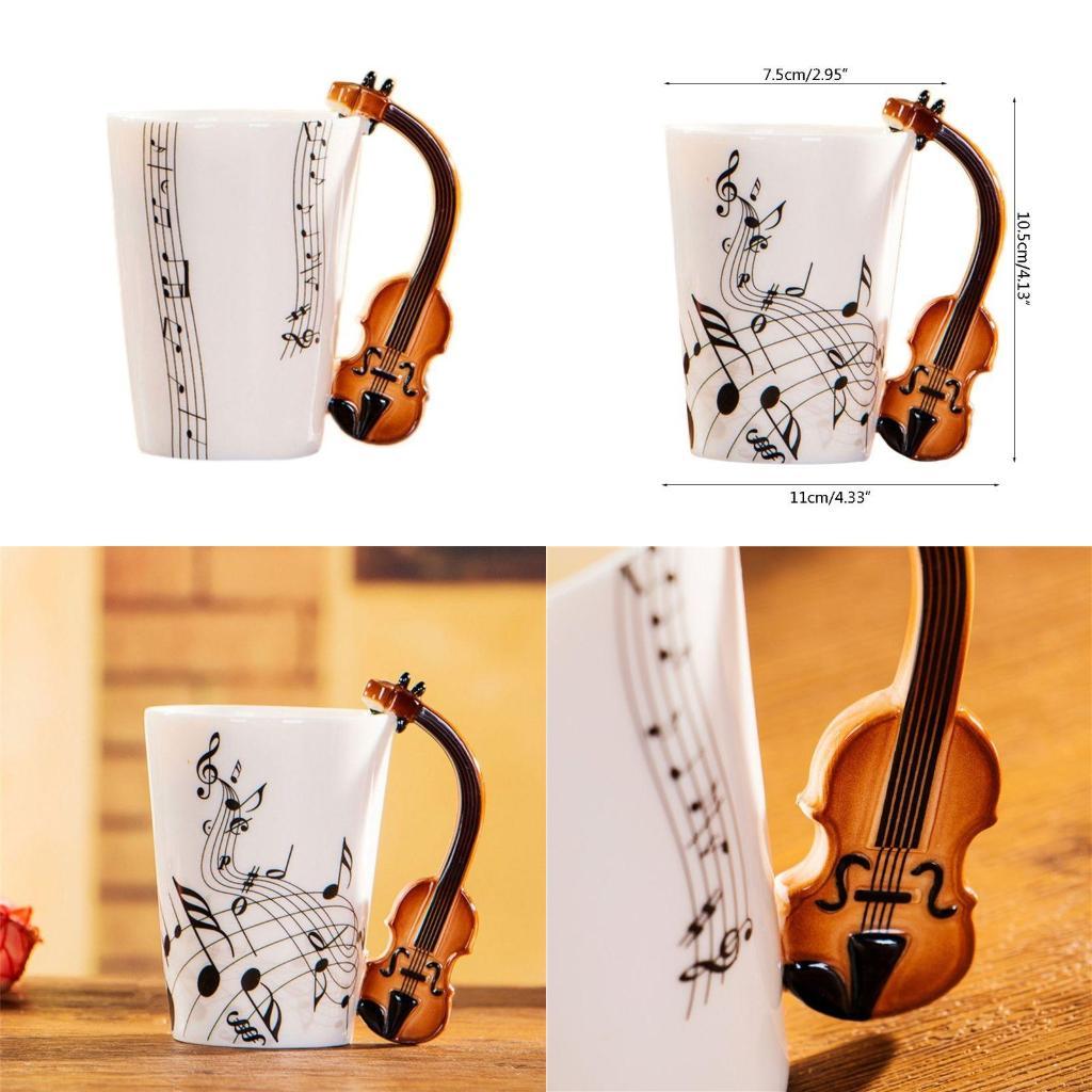 Кружка Скрипка Керамическая Чашка для Кофе Молока с Ручкой Отличный Подарок для Скрипача Музыканта X3UC