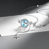 2026 Moonstone Planet Necklace Clavicle Chain Female Zircon Light Luxury Mori Autumn and Winter Star Moon Fringe Niche Design