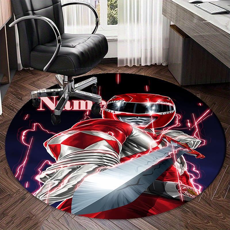 Custom Name Mighty Morphin Printed Round Rug Carpet Chair Rug Area Rug Entryway Doormats,for Office Chair Living Room Bedroom Kitchen Room.
