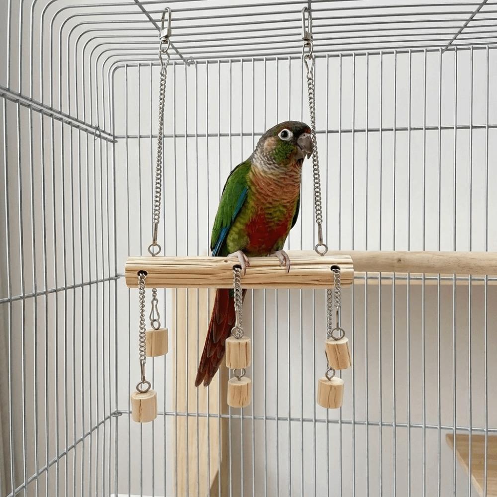 Non-slip Parrot Wooden Swing Bite Resistant Parrot Play Stand Toy Bird Standing Perch Training