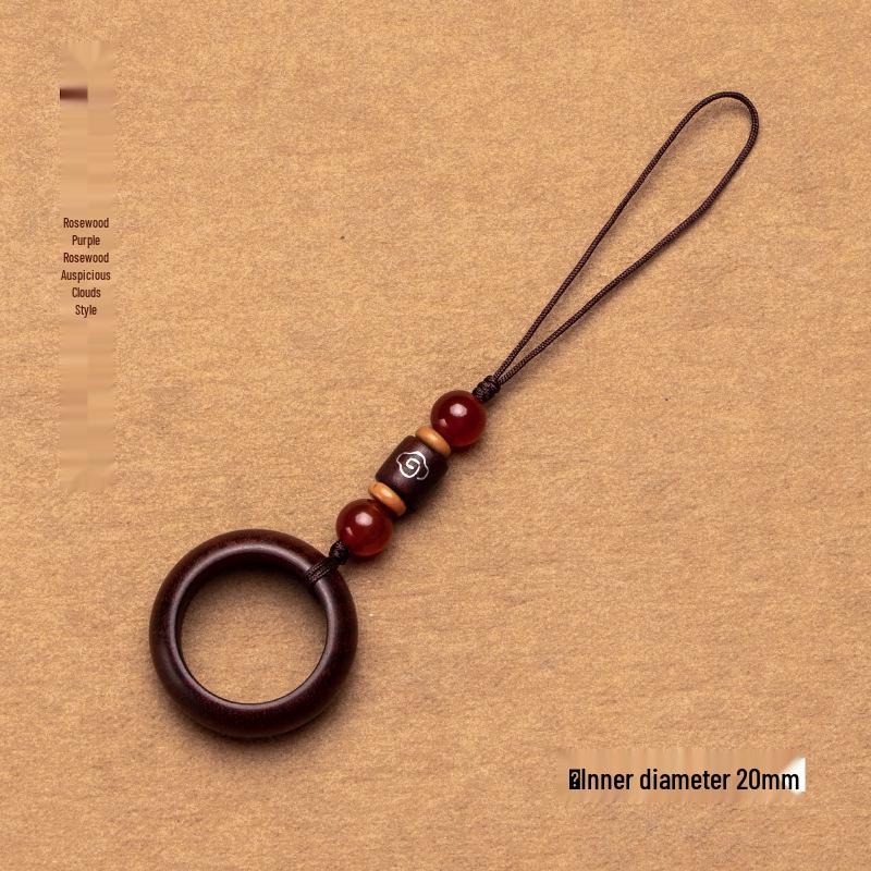 Lin Jing Sandalwood Phone Lanyard & Keychain: Black & Purple Sandalwood, Anti-Lost, USB Drive, Bag Pendant for Men & Women.