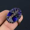 Дерево жизни Созданный в лаборатории синий сапфировый драгоценный камень Медная проволока, обернутая ювелирными изделиями ручной работы, кольцо всех размеров для нее