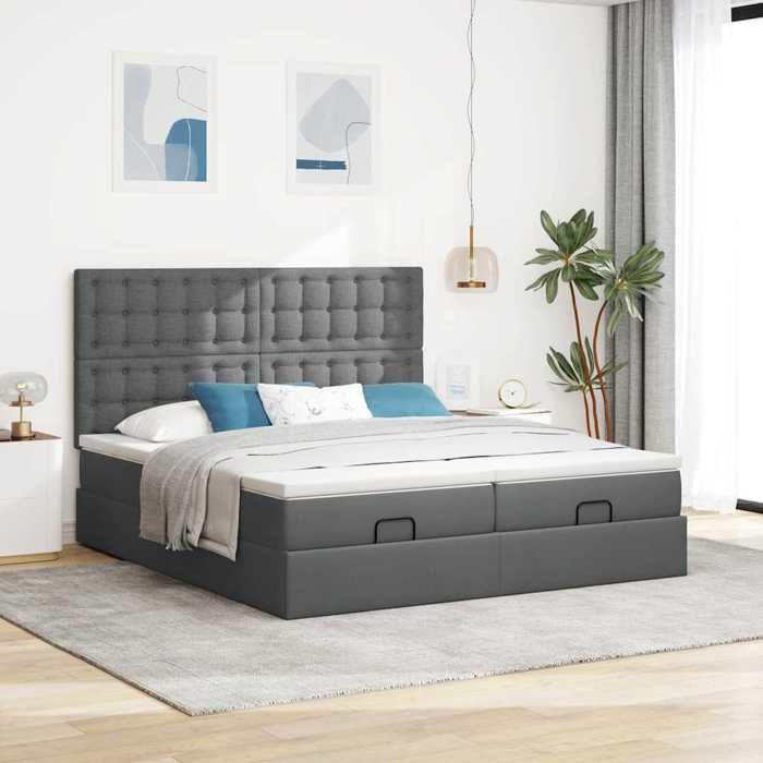 Maison Exclusive - Cadre de lit ottoman avec matelas gris foncé 160x200cm tissu
