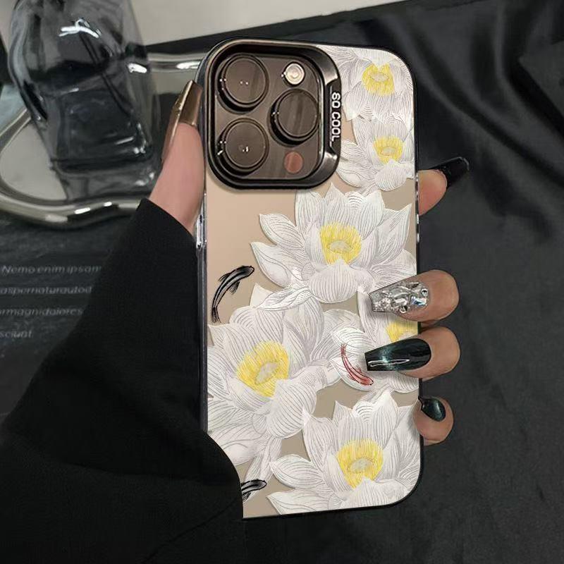 Чехол для iPhone с золотой рыбкой для iPhone 17, 16 Pro Max, 14/15 Pro, 13 – Дизайн с лотосом для девочек
