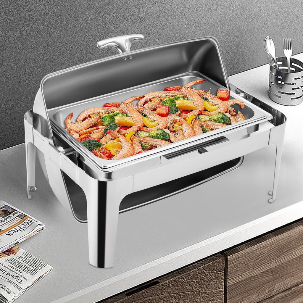 Квадратная мармитница ролл-топ, односекционная 9 л, сервер для шведского стола, 64x46x44 см, подогреватель пищи из нержавеющей стали, кейтеринговые принадлежности