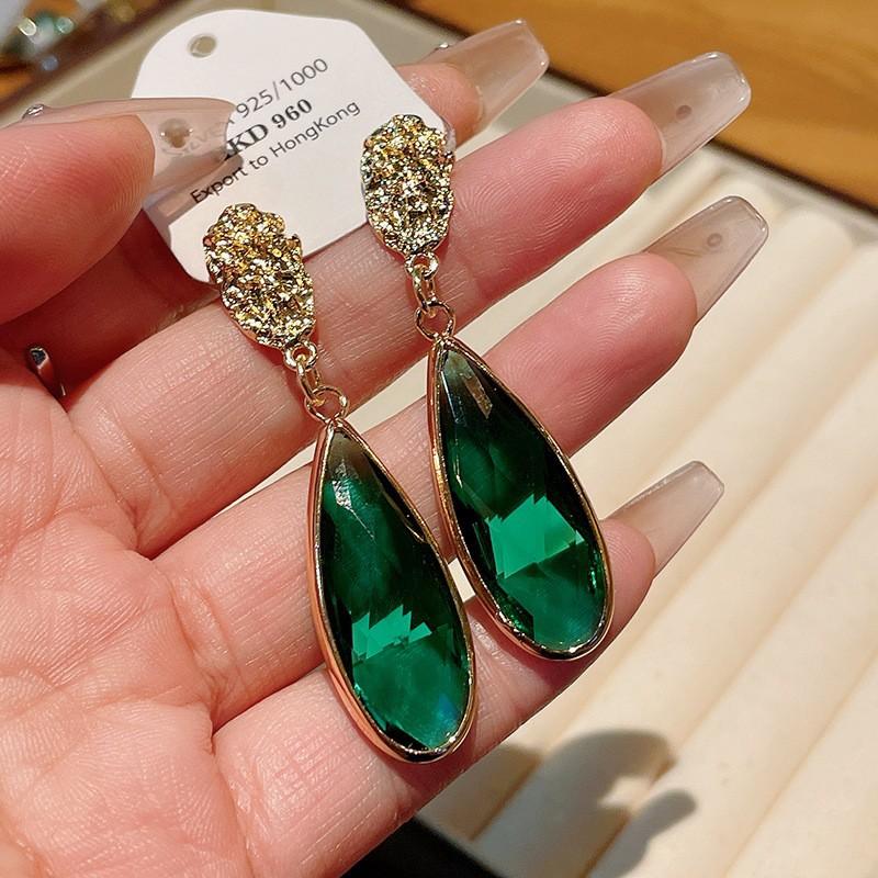 Silver needle dripping oil water drop fringed earrings antique literary and versatile earrings new Chinese retro temperament earrings women