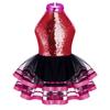 Kids Girls Sequins Halter Ballet Dance Tutu Dress Gymnastics Modern Latin Jazz Dancing Costume