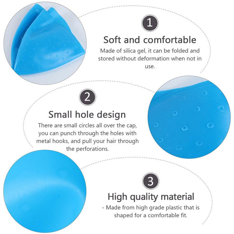 Синяя силиконовая шапочка для мелирования волос с иглой, колпачок для окрашивания, инструменты для укладки волос