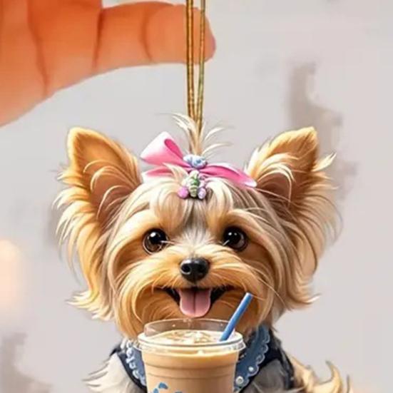 Подвеска в виде щенка на зеркало заднего вида, подвесное украшение для автомобиля, акриловая рождественская елка, дверь, окно