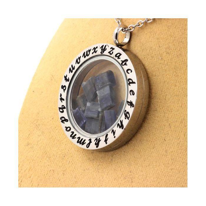 Stones and Minerals. Raw Kyanite Necklace. Alphabet Model.