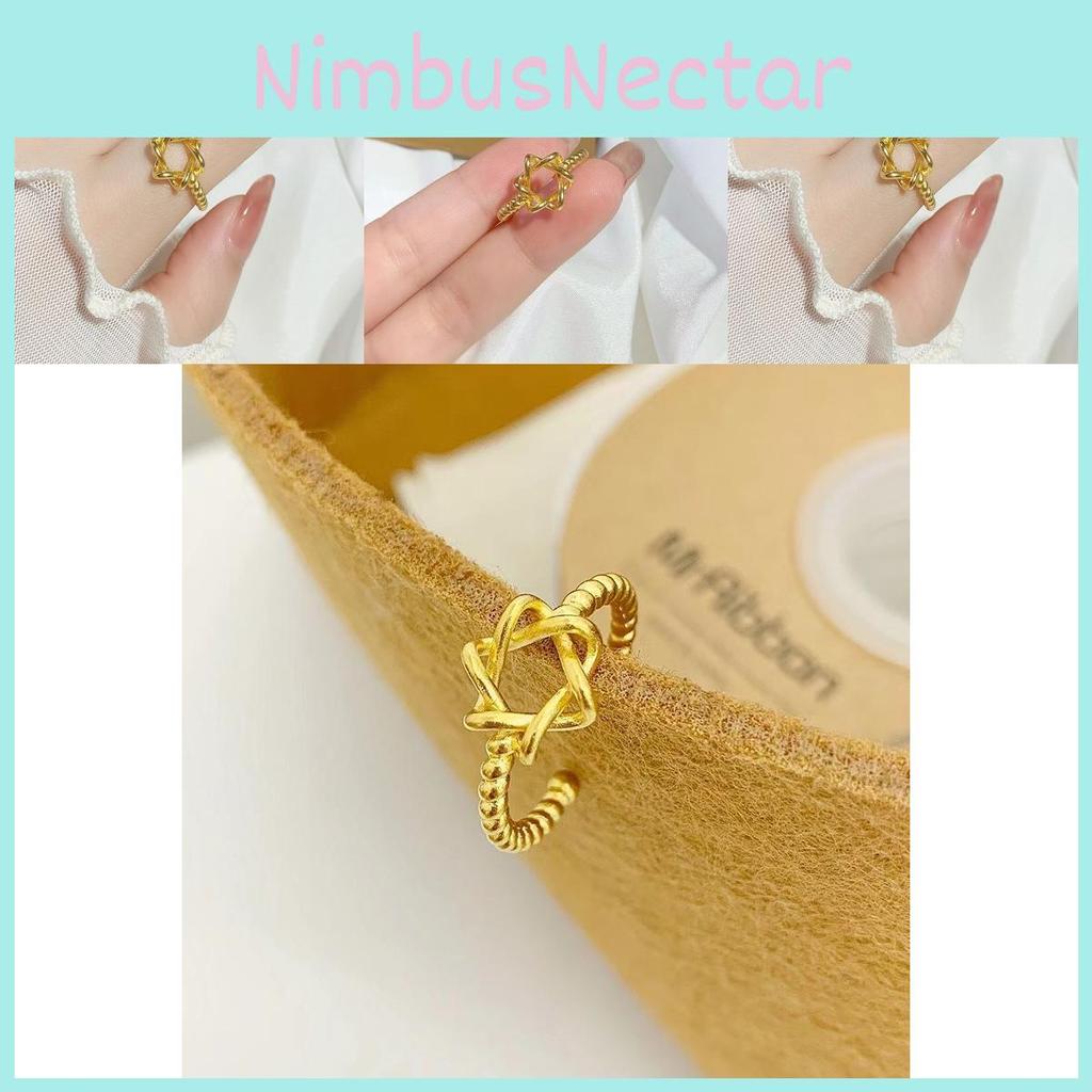 Chic Vietnamese Gold Plated Six Pointed Star Ring For Women Ideal Wedding Gift Jewelry