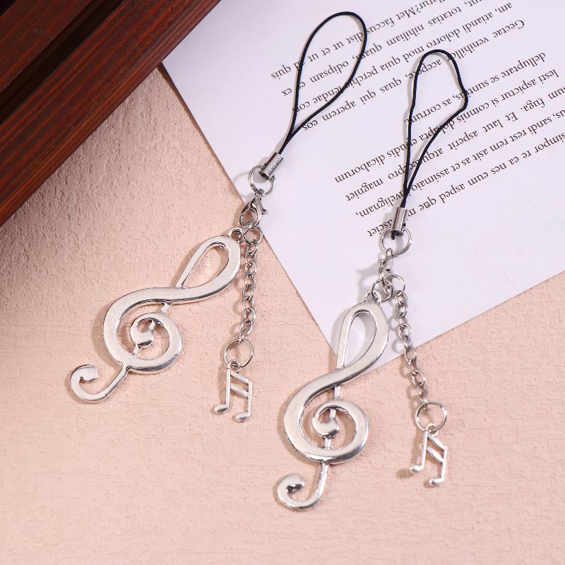 1/2 шт. Y2K Винтажный ремешок для мобильного телефона с музыкальной нотой, модная металлическая цепочка для телефона с музыкальной нотой, брелок, подвеска-шарм, подарки