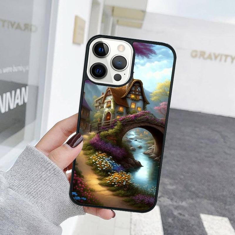 Ручная роспись Дом Красивый Пейзаж Чехол для телефона Для iPhone 17 Air 15 16 Чехол 11 13 14 Pro Max 12 Plus Max XR