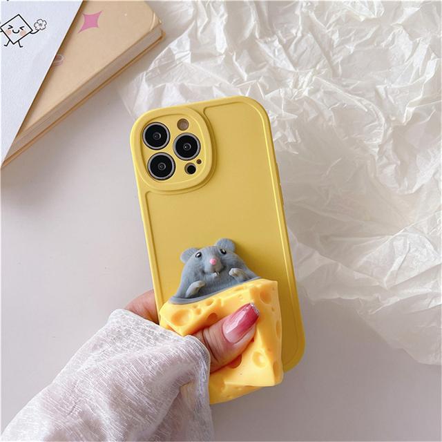 Японский милый чехол для телефона с 3d сыром и хомяком для Iphone 13 12 11 Pro Max X Xs Xr 7 8 Plus Se 3, забавный противоударный мягкий чехол с распаковкой