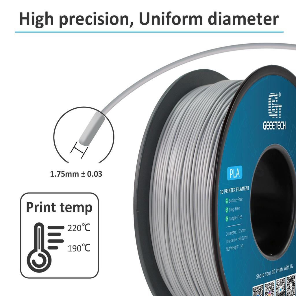 Geeetech 5Kg Standard PLA Filament 1.75mm 3D Printer Plastic Material, Accuracy 0.03mm, Multiple Colour, Fit Most FDM Printer